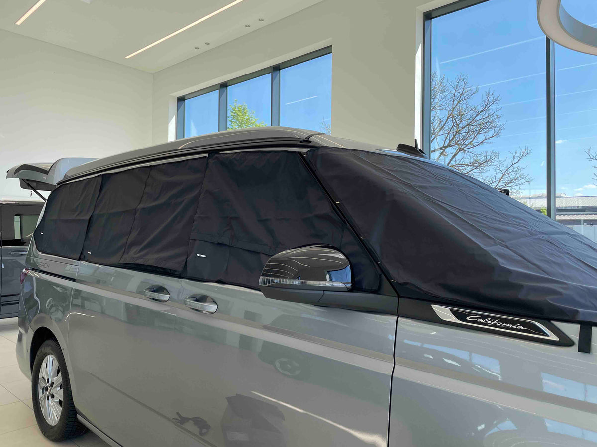 Shelter Comfort für VW New Multivan, New California VW T7 , Moskitonetz, ScheibenIoslierung fuer T7, Cockpitisolierung fuer VW T7, Windschutzscheibenisolierung VW T7, Abdunkelungen fuer VW, VW Zubehör, Passgenaue Verdunkelungen fuer VW California, Sonnenschutz fuer T7, Isolierung fuer T7, Isolierung mit Belüftung fuer T7, Verdunkelungen fuer T7, Windschutzscheibenisolierungen fuer T7, Außenisolierung