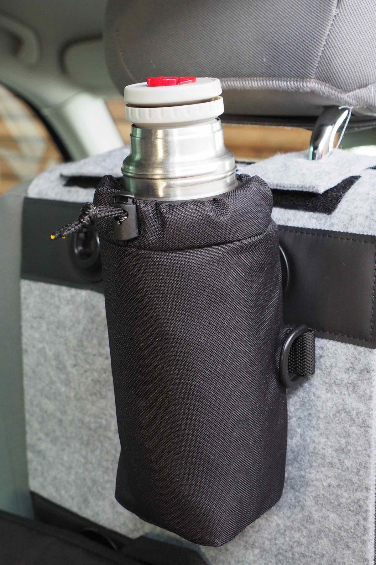 Bottlebag in schwarz und grau,Bottle Bag Flaschenhalter am Camper Organizer