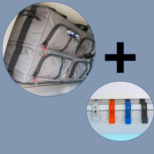 AKTION: Fenstertaschen für VW California Beach T5 T6 T6.1 mit dreier Sitzbank - 4er Taschenset + drei Hängkrok geschenkt