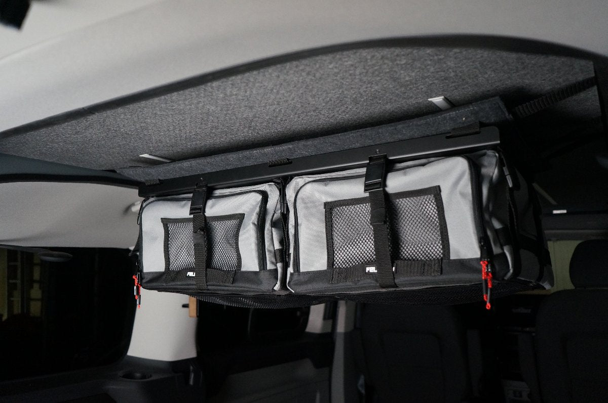 Dachschrank, Stauraum, flexibel, einzeln entnehmbar, Camper Ausbau, Staurraum fuer Campster, Vanster, Ford, PSA. Packtaschen fuer Camper, Stauraumlösungen fuer Camper, Stauraum ohne Bohren, Packtaschen fuer Camper, Packtaschen fuer Ford, Packtaschen fuer Aufstelldächer, SCA-Dach Packtaschen, Einbau Aufstelldach,