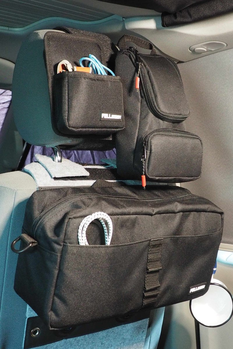 Van Organizer, Sitzorganizer, Stauraum, Aufbewahrung, Taschen, Bulli, Camper, Wäsche,Kopfstützentasche, Tasche für Kopfstütze, Utensilo, Stick It Klebelösung, Organizer Taschen, Aufbewahrung, Stauraum, Camper, Bulli, Organizer fuer Camper, Abnehmbare Taschen fuer Camper, Magnettaschen, Organizer, Sitzorganizer, Sitztaschen, Entdecke den Camperorganizer, Camping pockets, Taschen mit magnetischer Befestigung, modularer Organizer, Organizer fuer Ducato, Boxer, Jumper. Campingorganizer, Wohnmobilorganizer, Rück