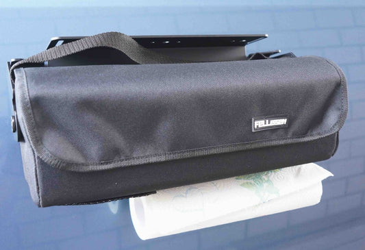 Kuechenregal mit integriertem Rollenhalter mit einer magnetischen Befestigung. 