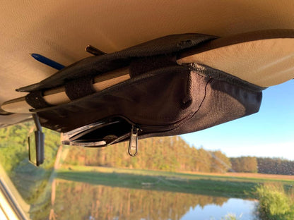 Sonnenblende Organizer, Aufbewahrung im Van, Stauraum, Papiere, Camperstauraum, Stauraum fuer Camper, Camperhacks, Stauraum an der Sonnenblende, Sonnenblendetaschen, Tasche fuer Sonnenblenden, Packtaschen, Stauraumlösungen, praktischer Stauraum fuer Camper.