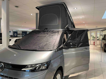 Shelter Comfort für VW New Multivan, New California VW T7 , Moskitonetz, ScheibenIoslierung fuer T7, Cockpitisolierung fuer VW T7, Windschutzscheibenisolierung VW T7, Abdunkelungen fuer VW, VW Zubehör, Passgenaue Verdunkelungen fuer VW T7